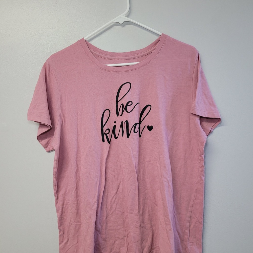 Positive Tees Be Kind Graphic T-Shirt Pink Womens XL Short Sleeve Heart